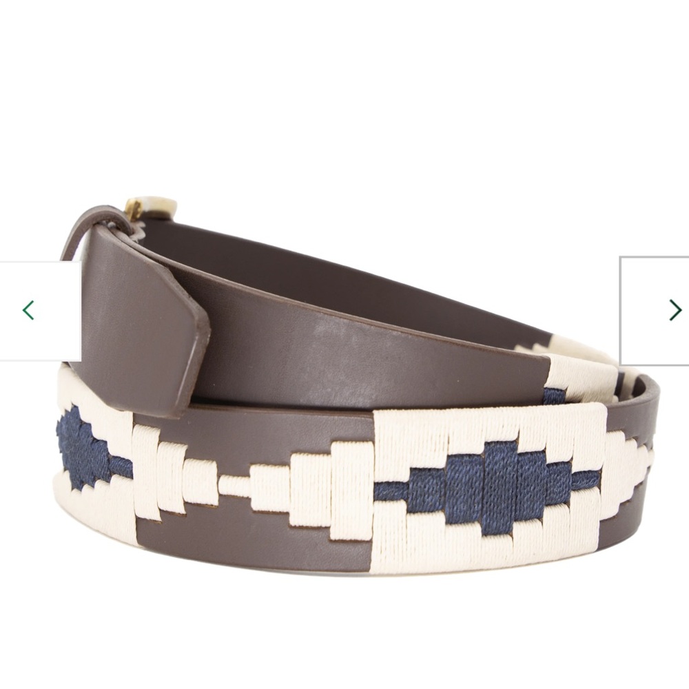 La Matera Men’s Belt. Brown and Navy. Size 38. Prince William Polo Belt.